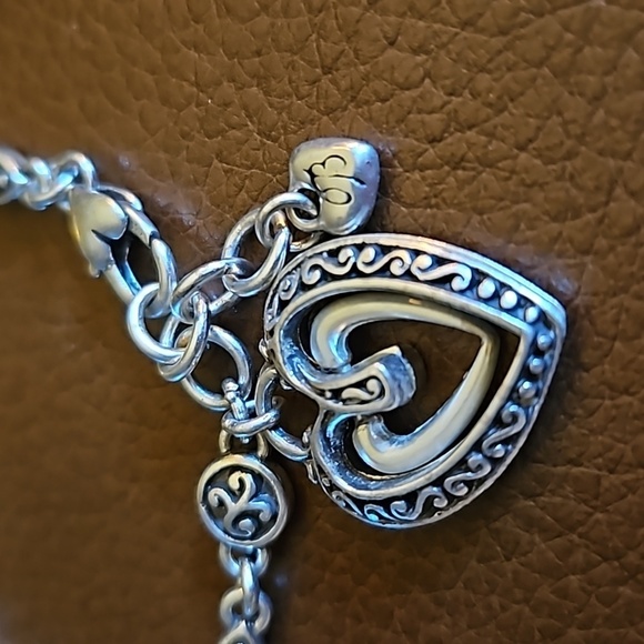 BRIGHTON Dainty Ellington Double Heart Charm Scroll Tennis Bracelet - Picture 3 of 6